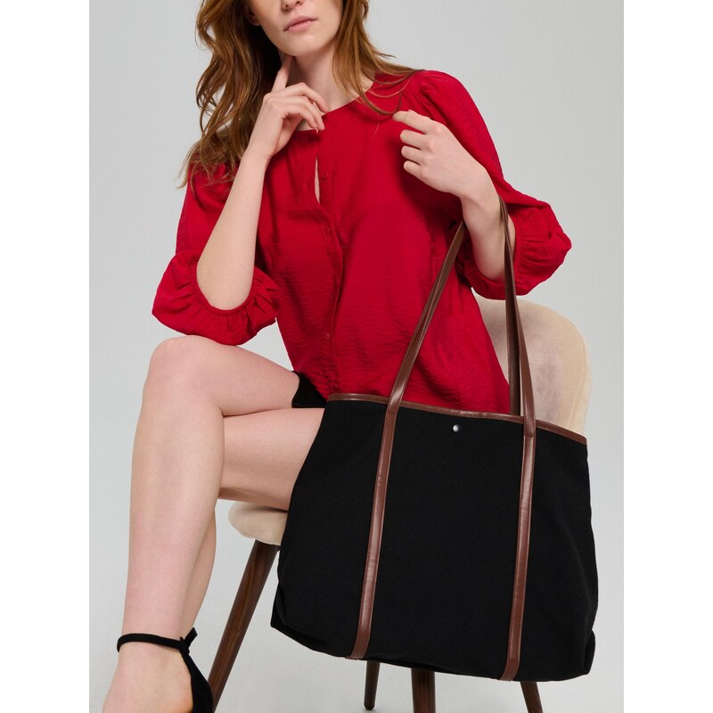 Sinsay - Velká Shopper Taška s Kontrastními Uchy - černá 114739032