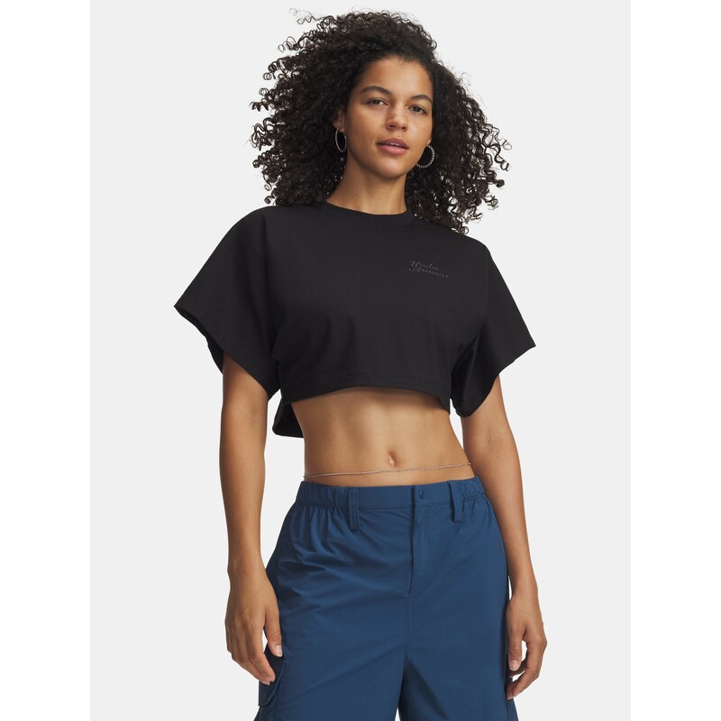 Triko Under Armour Cropped Script SS Tee Wmn Black