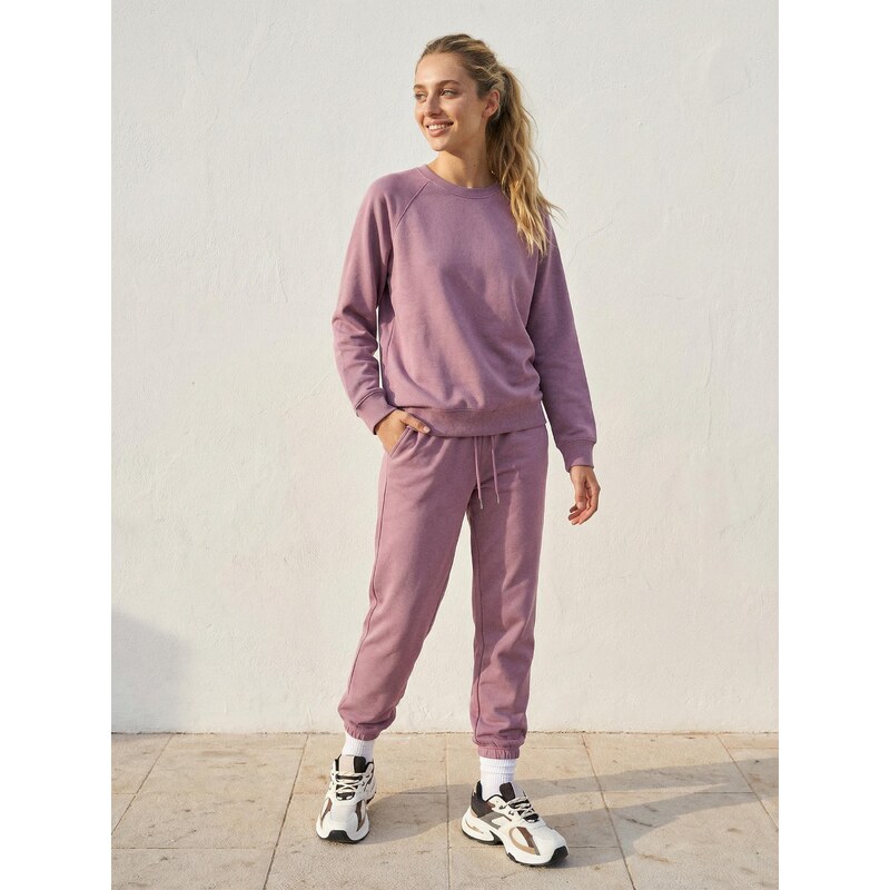 Sinsay - Dresové jogger kalhoty z terry - růžová