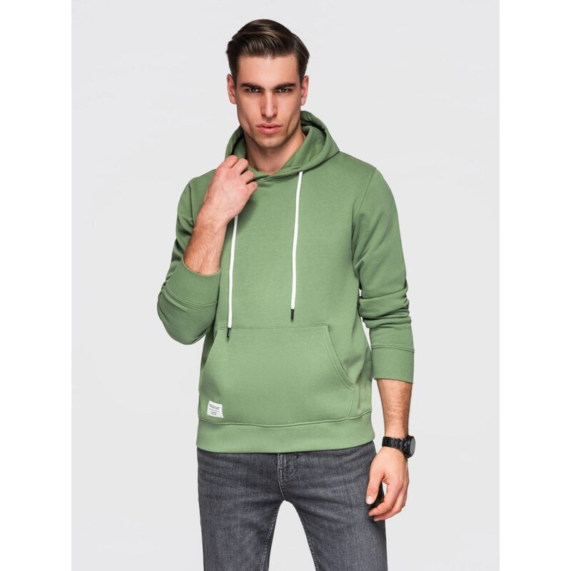 Ombre Clothing Módní zelená mikina s kapucí SSBN-0270