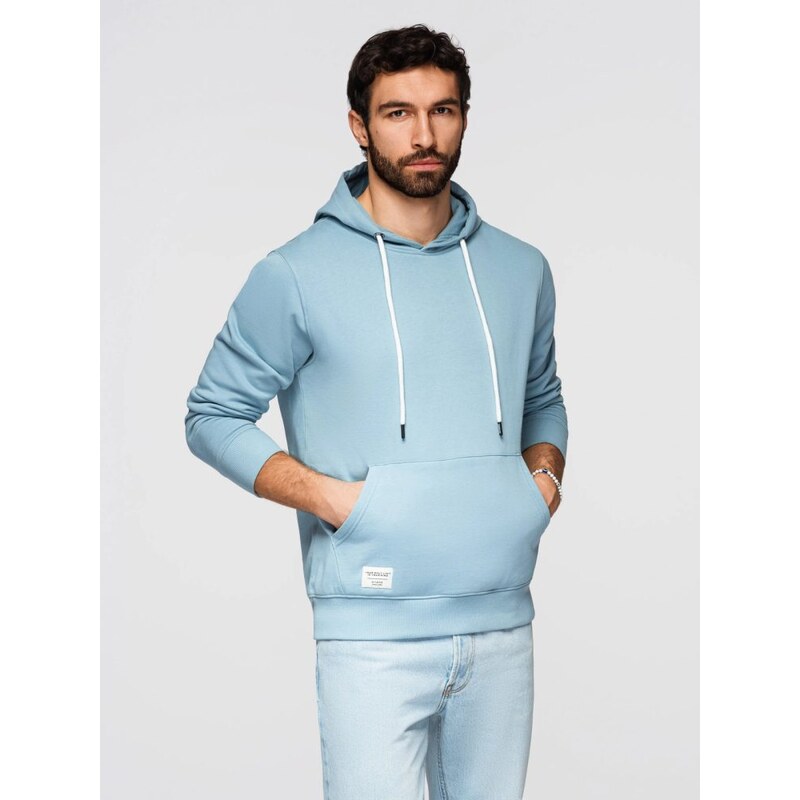 Ombre Clothing Módní světle modrá mikina s kapucí SSBN-0270
