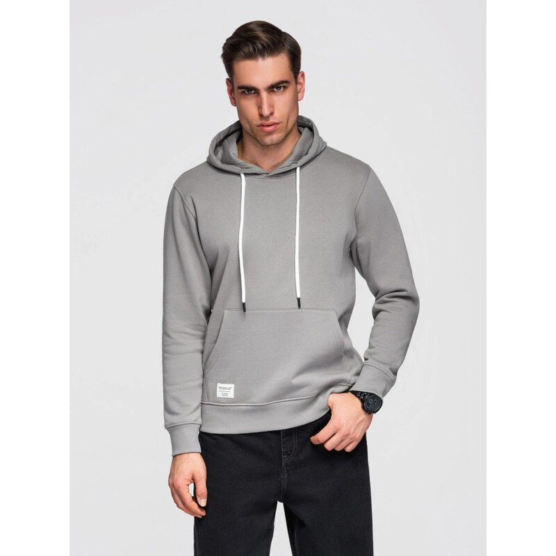Ombre Clothing Módní šedá mikina s kapucí SSBN-0270
