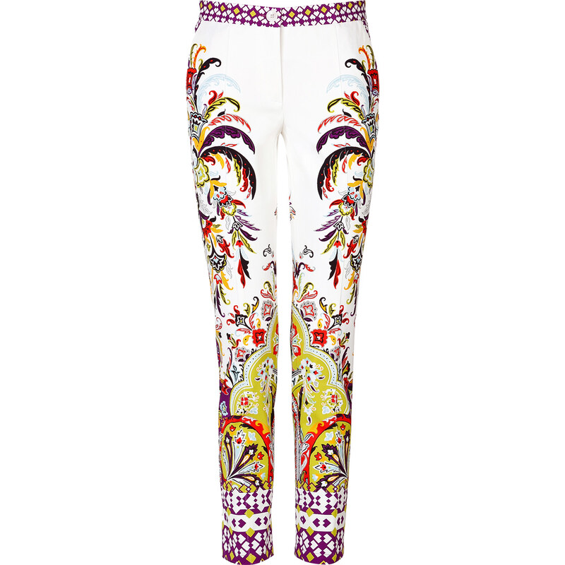 Etro Printed Cotton-Blend Slim Trousers