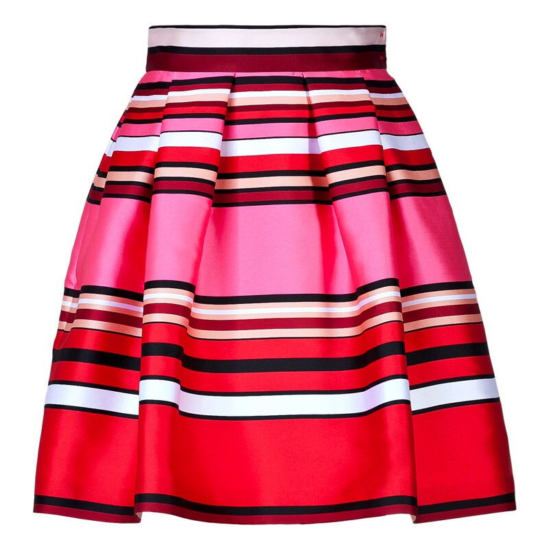 Alberta Ferretti Striped Silk-Blend Flared Skirt