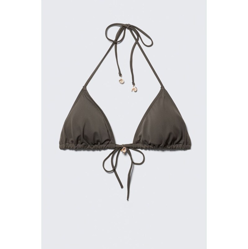 H&M - Trojúhelníkový bikinový top Shell - šedá 114740793