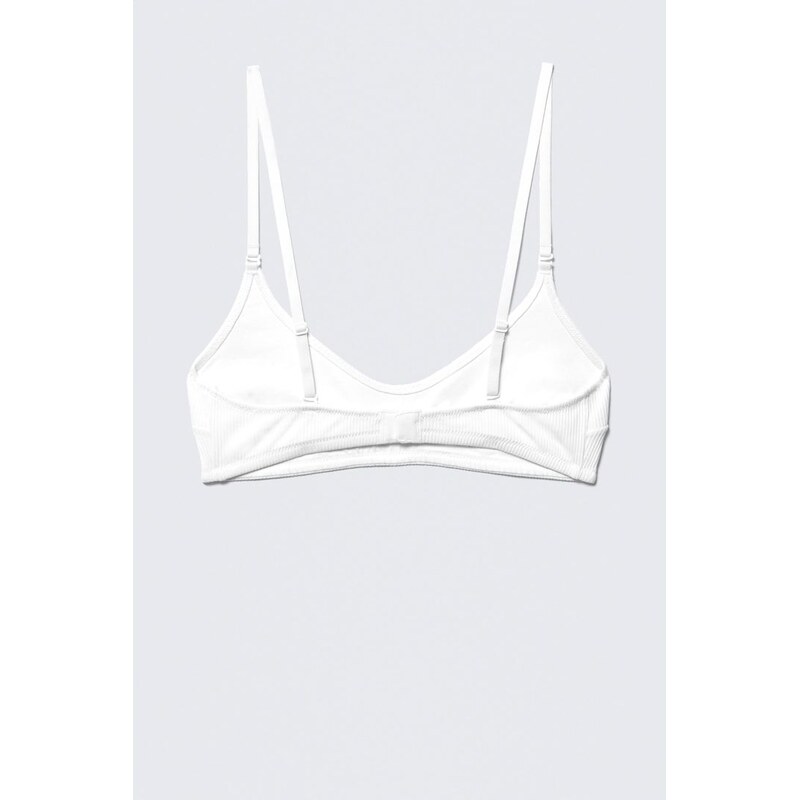 H&M - Měkká Žebrovaná Halterová Podprsenka - bílá 114740781