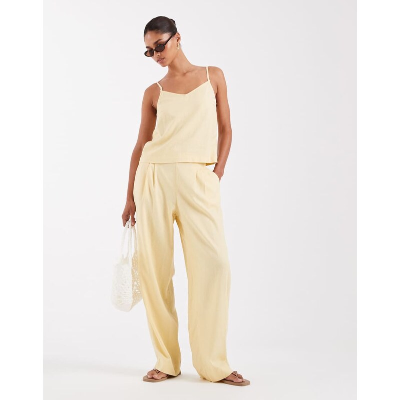 JJXX co ord linen blend trousers in butteryellow