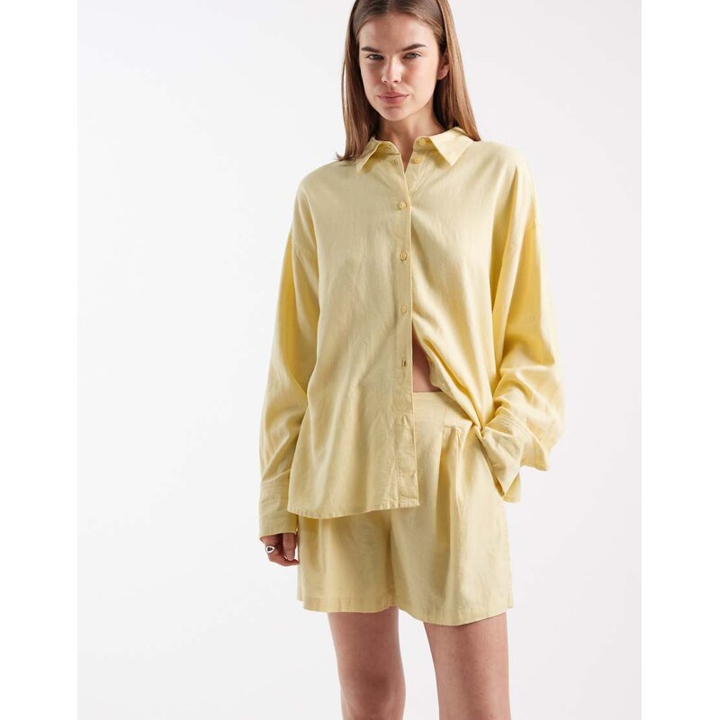JJXX co ord linen blend shorts in butteryellow