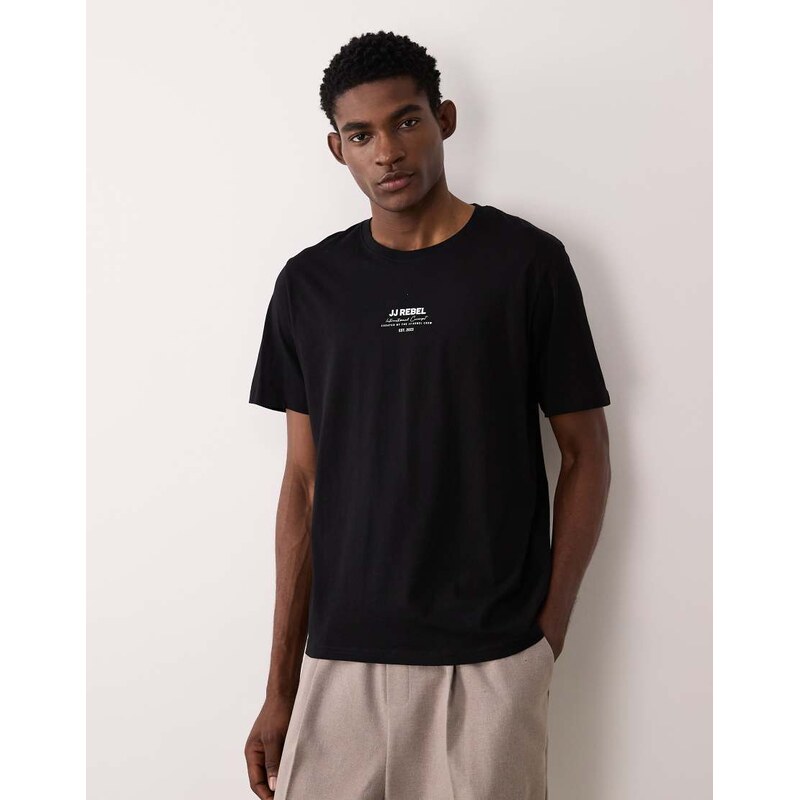 JJ Rebel oversized t-shirt with front logo in black