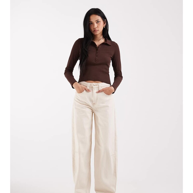 ONLY Tall Frankie high waist barrel jeans in ecru-White 115366075