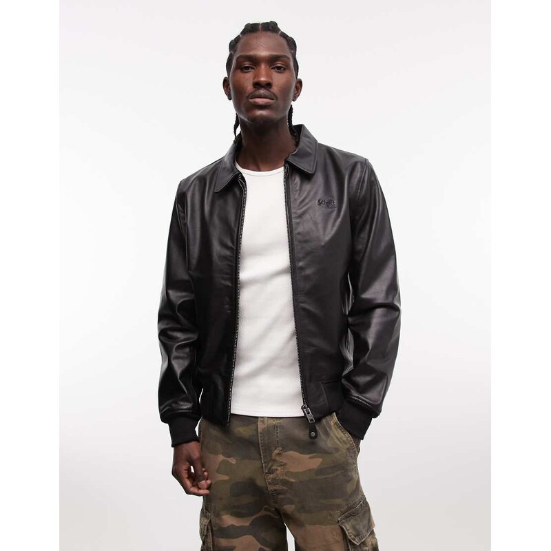 Schott leather collar jacket with in black