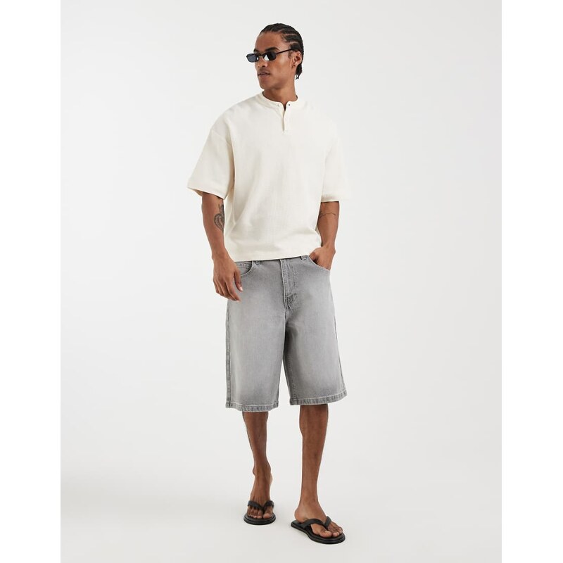 Hollister super baggy jorts in grey-Black