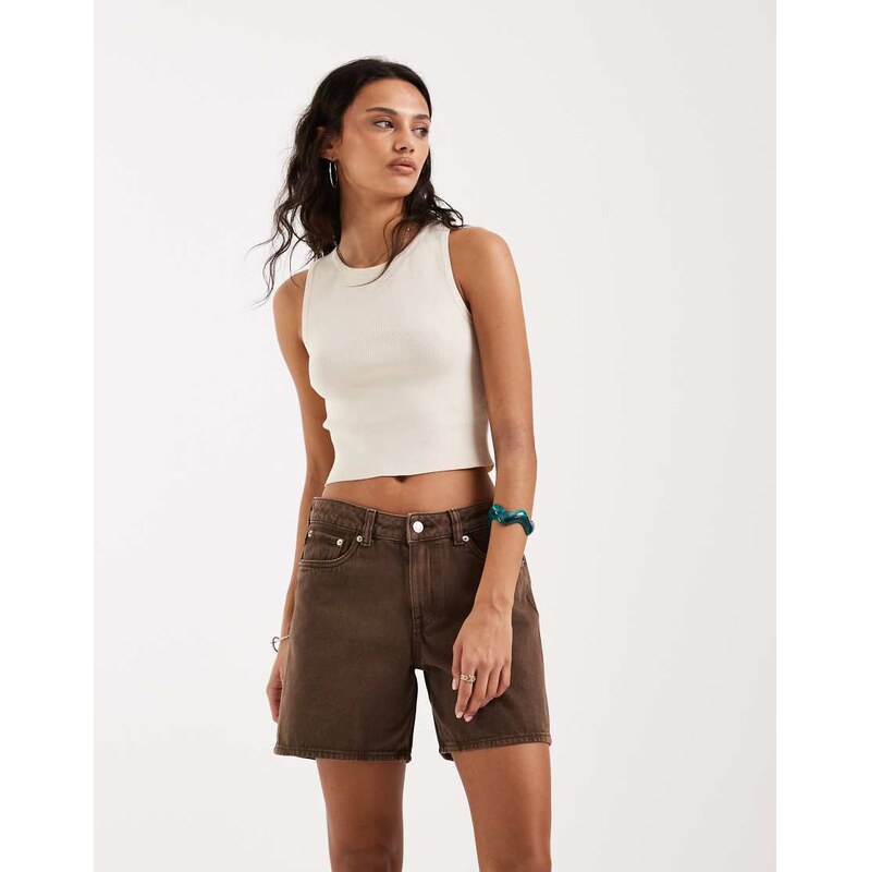 JJXX Seville loose denim shorts in washed brown 115355049