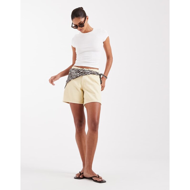 JJXX Seville loose denim shorts in butter yellow 115521723