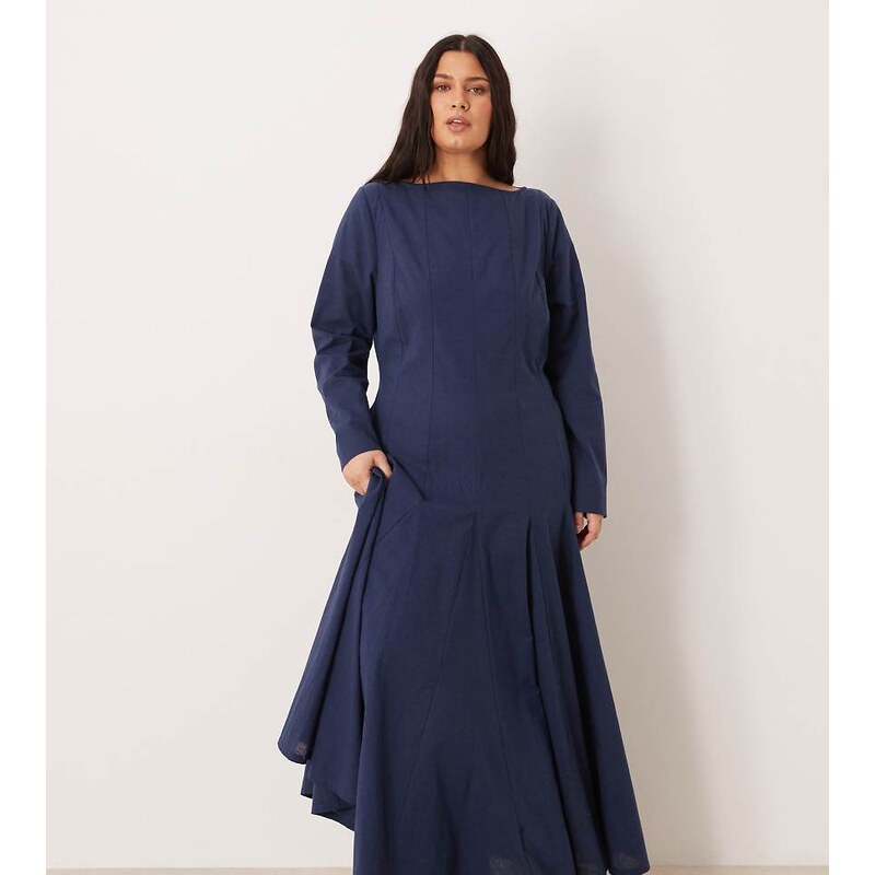 ASOS Curve ASOS DESIGN Curve slash neck maxi dress with full
