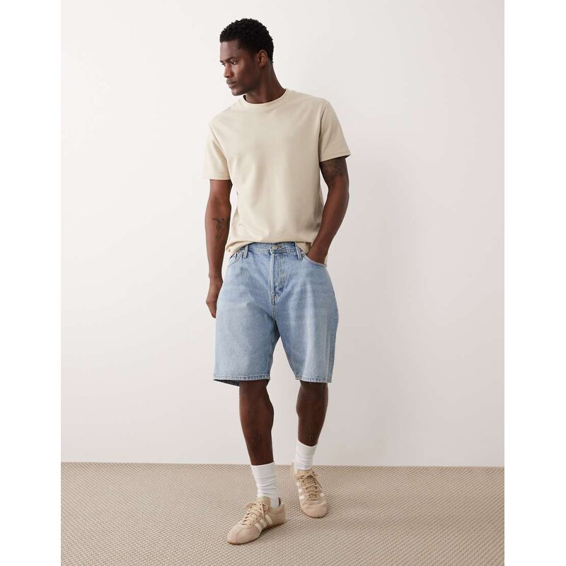 Jack & Jones Tony loose denim shorts in light blue