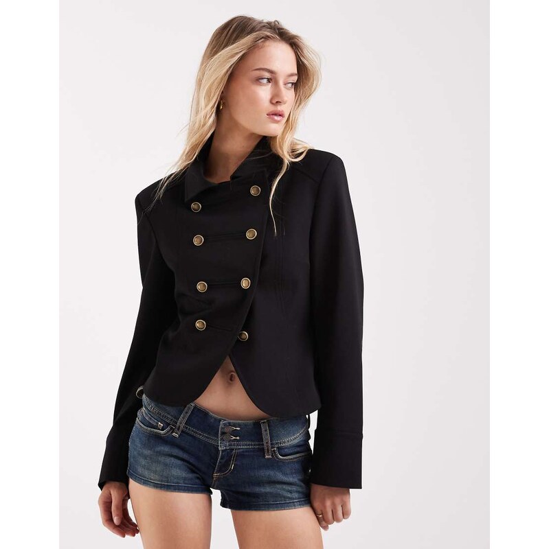 ASOS DESIGN shrunken drummer style jacket in black