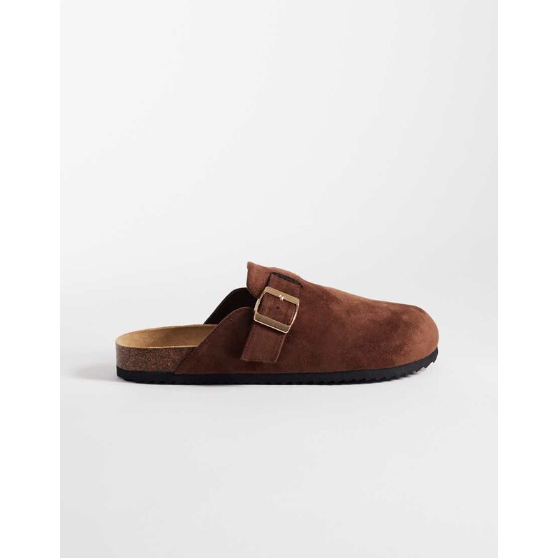 SEQWL Soda slip on mule clog with buckle in dark tan-Brown 114978304