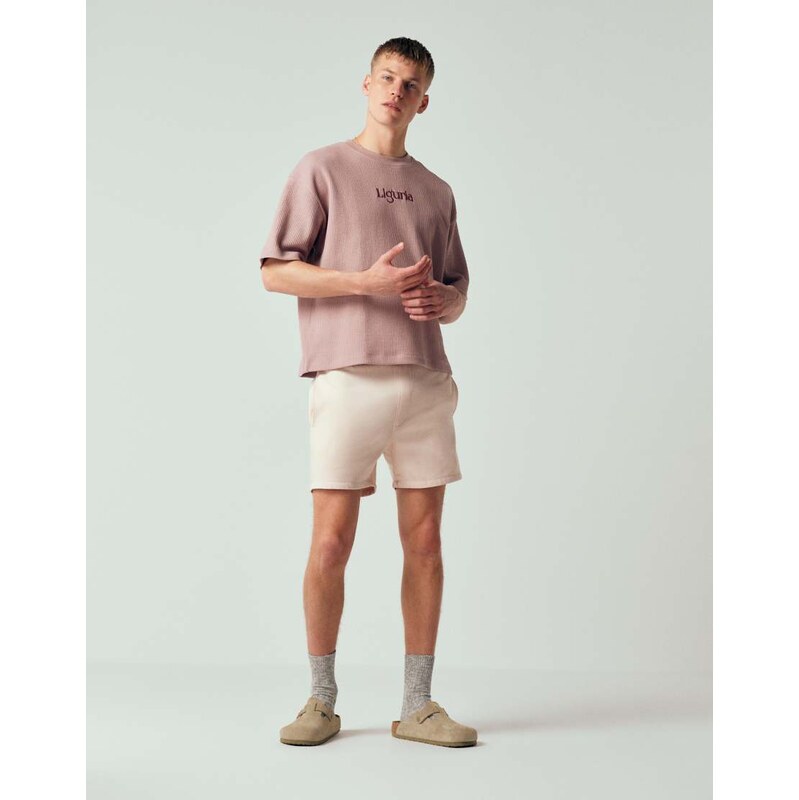 ASOS DESIGN slim fit jersey shorter jersey short in washed pink