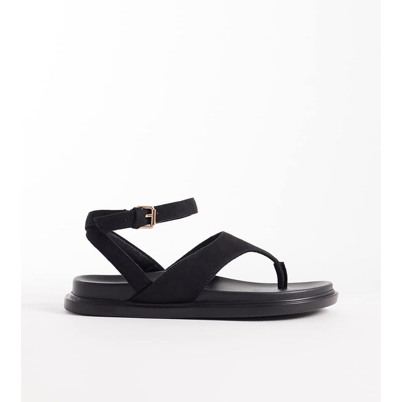 London Rebel Wide Fit Anya thong sandals with ankle strap and