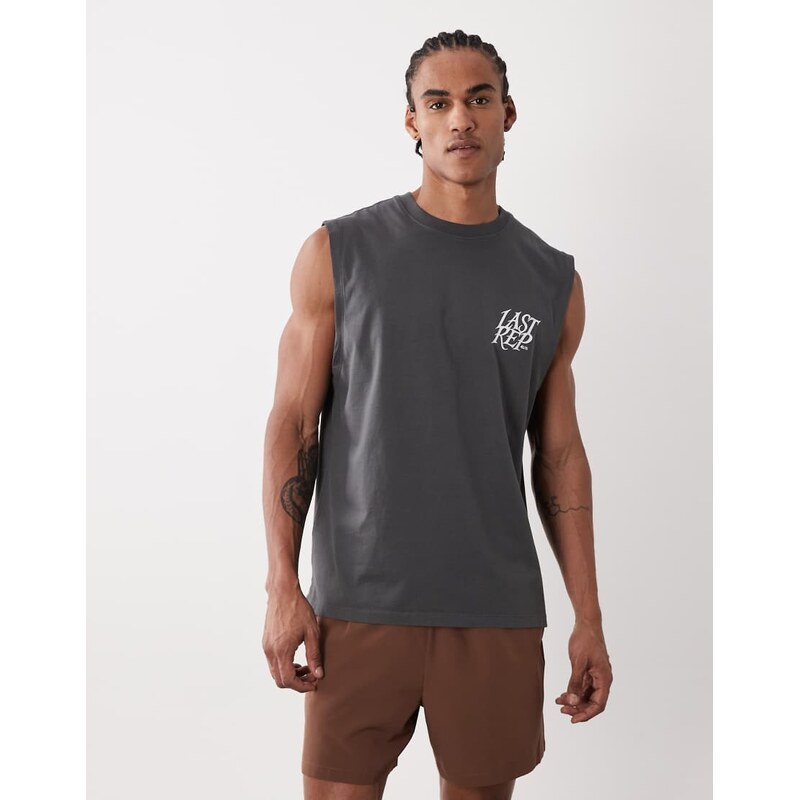 4505 cotton oversized pump training tank with chest print and quick 115372635
