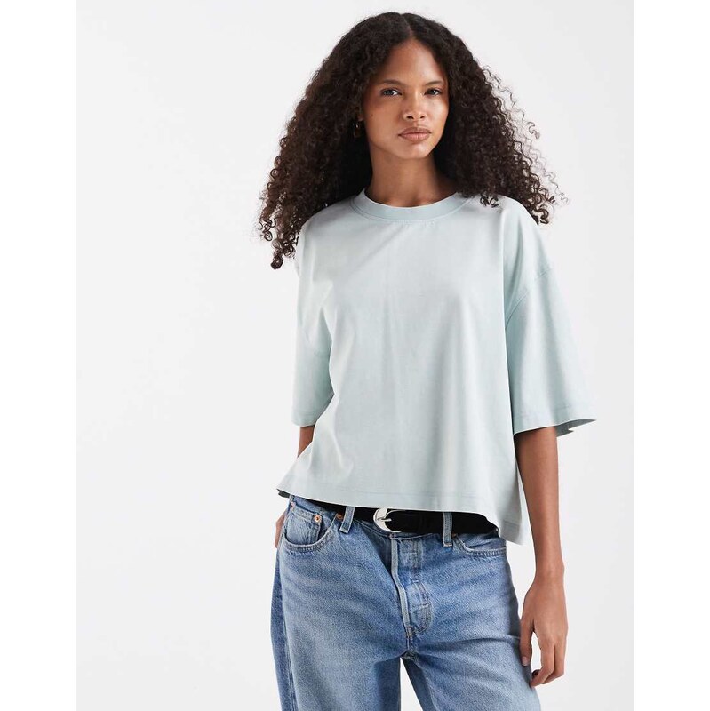 ASOS DESIGN boxy cropped t-shirt in washed blue