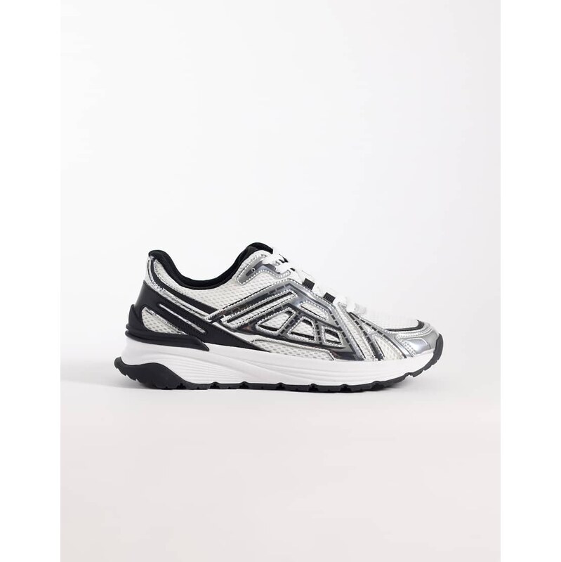 ASOS DESIGN runner trainers in white and silver