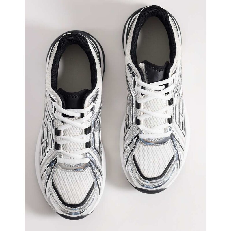 ASOS DESIGN runner trainers in white and silver