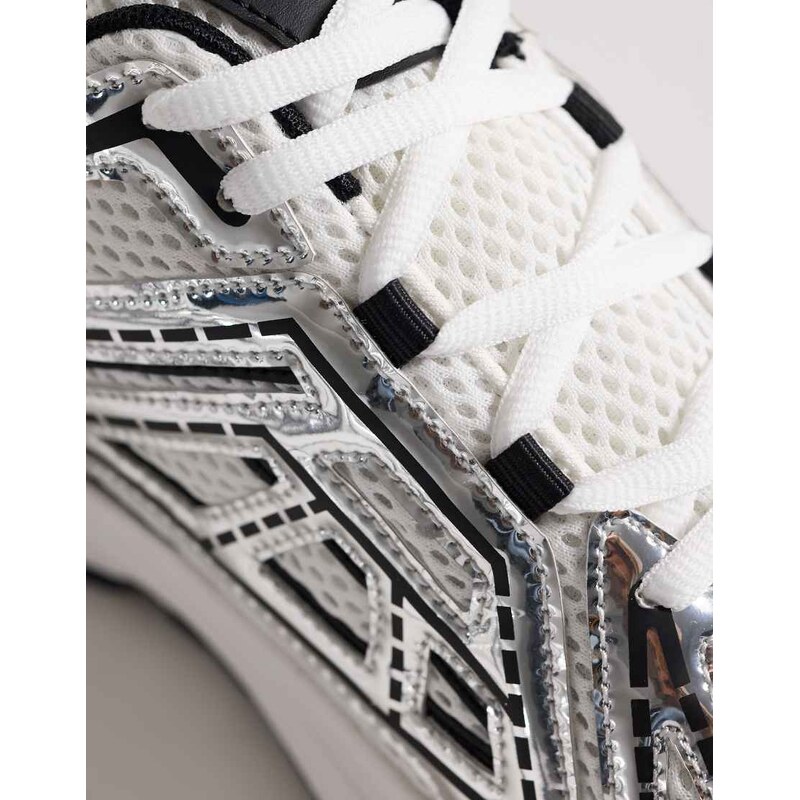 ASOS DESIGN runner trainers in white and silver