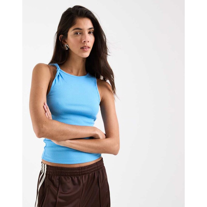 ASOS DESIGN twist detail scoop neck cami in light blue