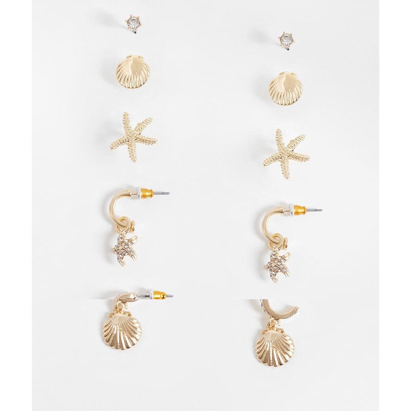 Accessorize pack of 5 simone starfish earrings in gold 114589535