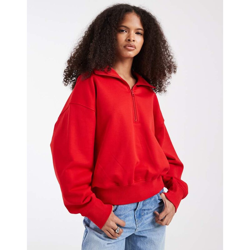 & Other Stories half zip sweatshirt in bright red