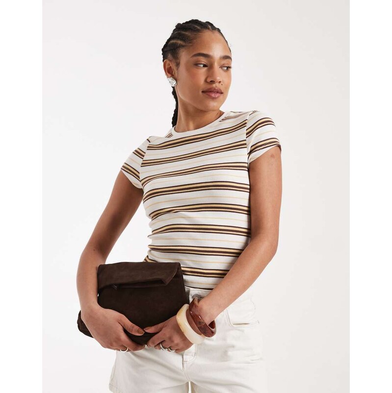 New Look stripe baby tee in yellow 114745825