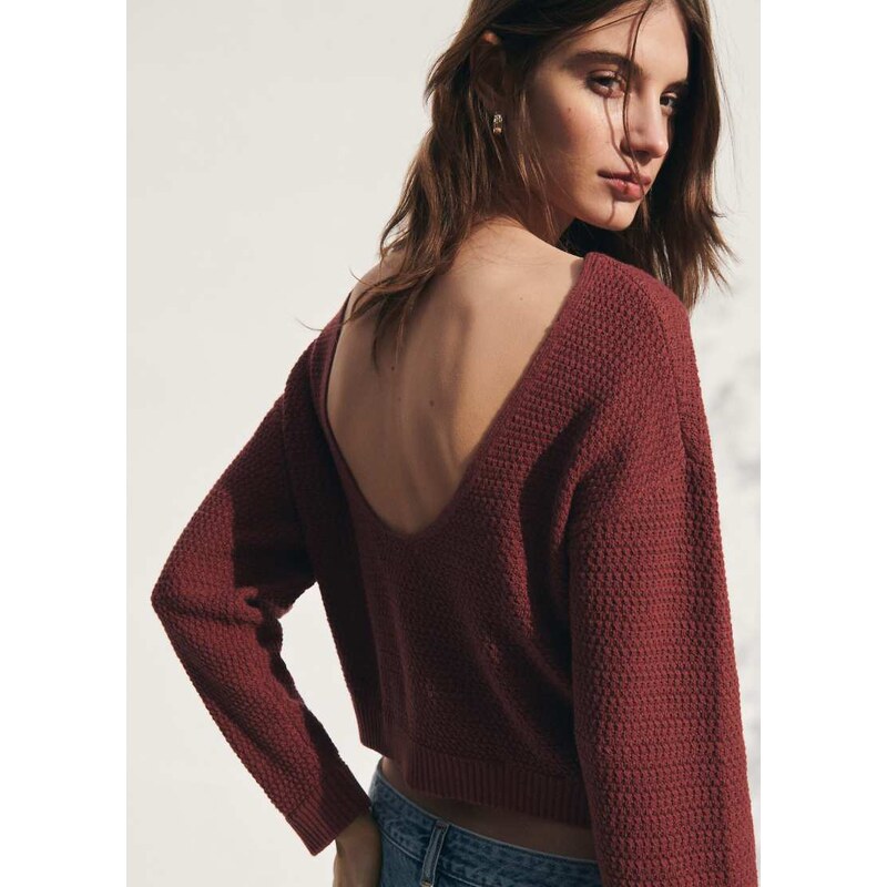 Mango Teen off shoulder knitted top in rose-Orange 114745831