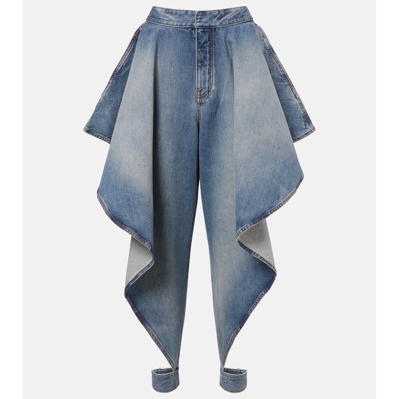 Alaia AlaÃ¯a Draped tapered jeans