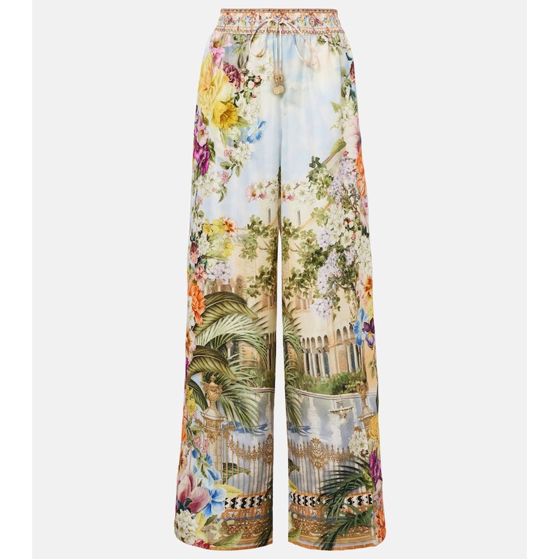 Camilla Printed silk wide-leg pants
