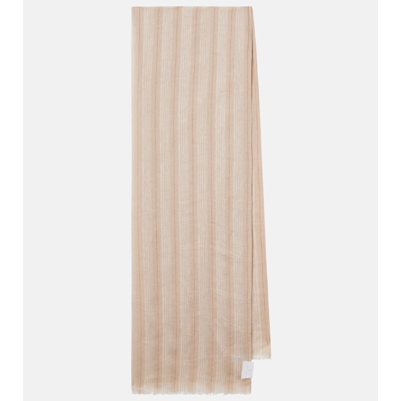 Brunello Cucinelli Striped linen-blend scarf