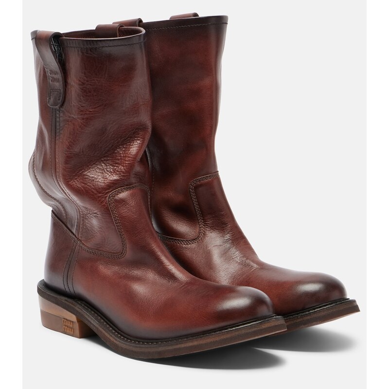 Miu Miu Foule leather ankle boots