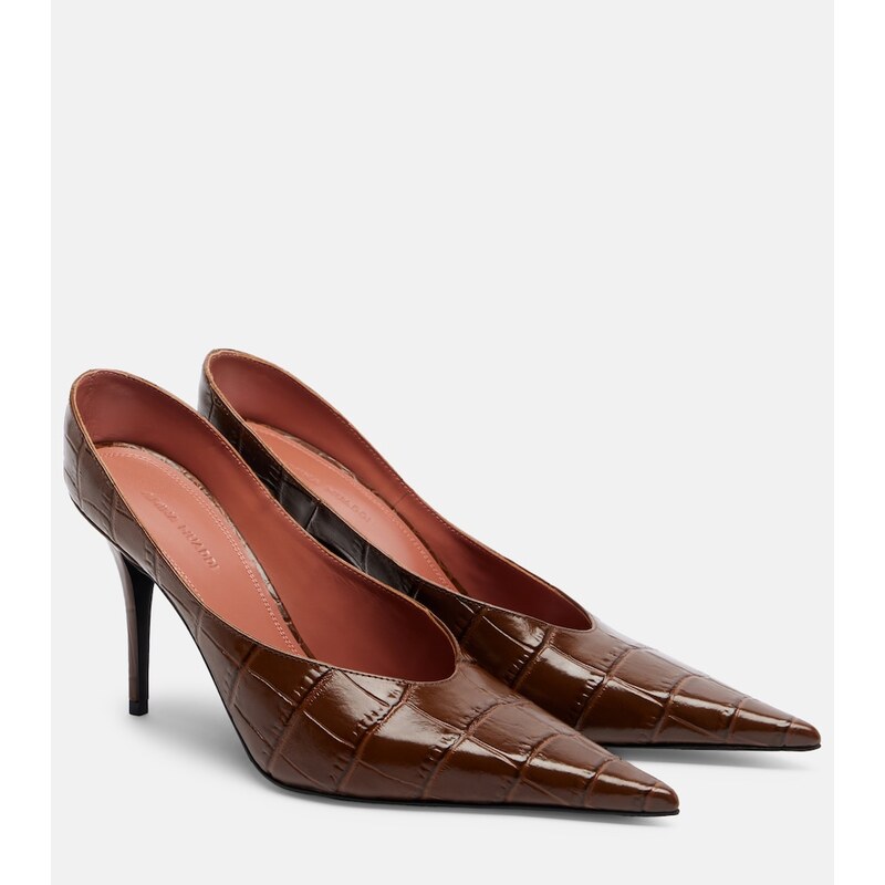 Amina Muaddi Anok croc-effect leather pumps