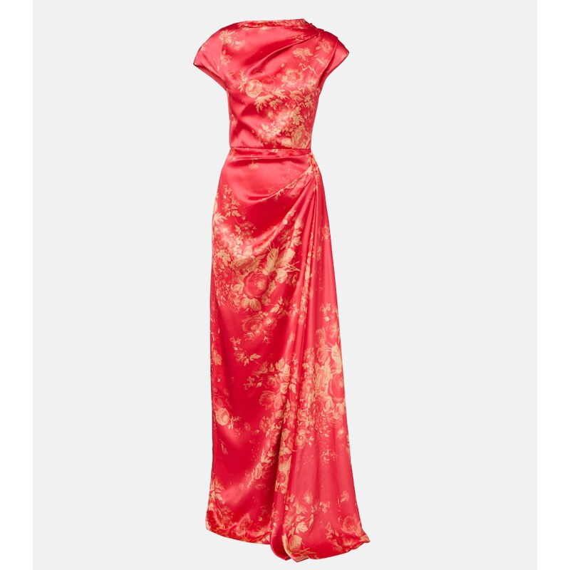 Erdem Draped floral duchess satin gown