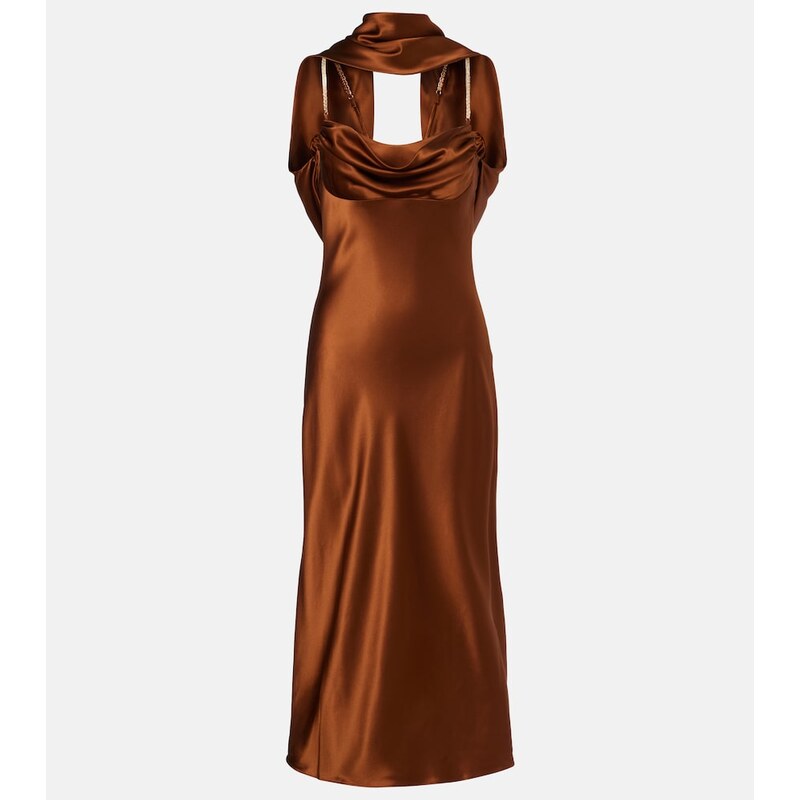 Rebecca Vallance Phoenix draped silk satin cocktail dress