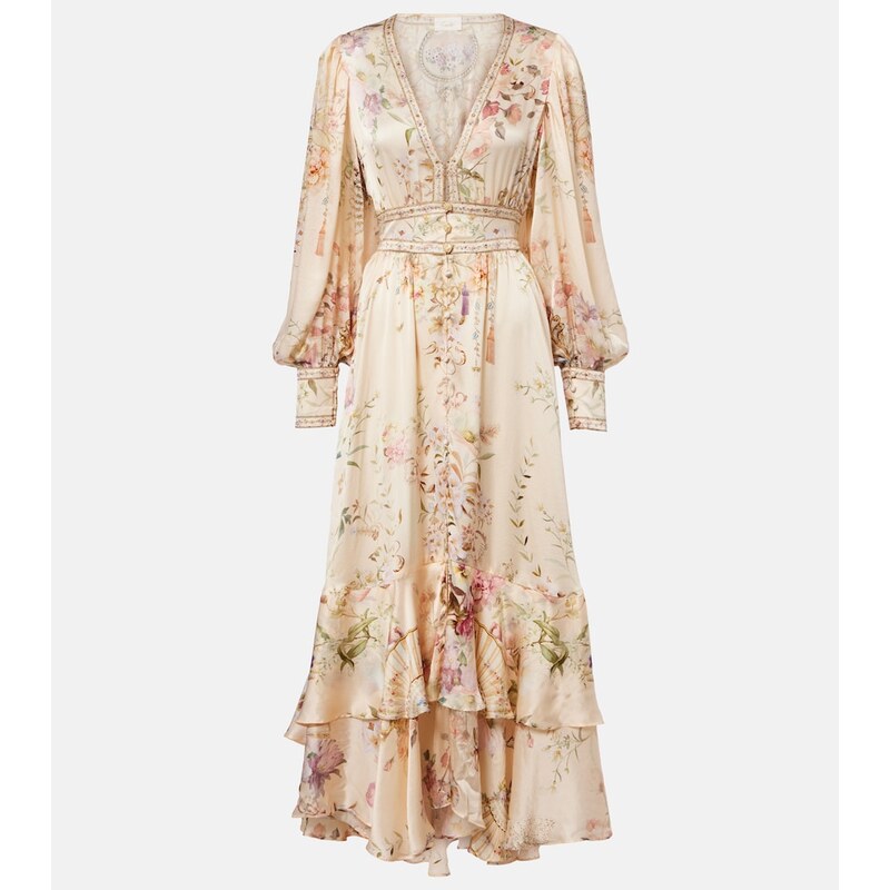 Camilla Embellished printed silk maxi dress