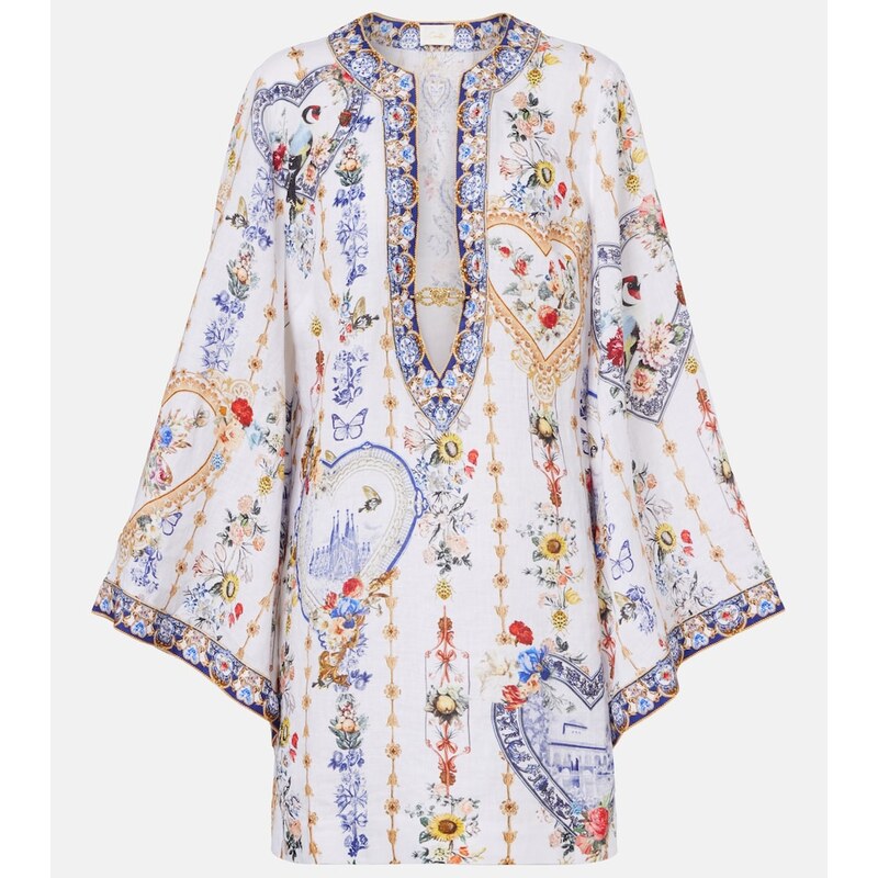 Camilla Cutout printed linen kaftan