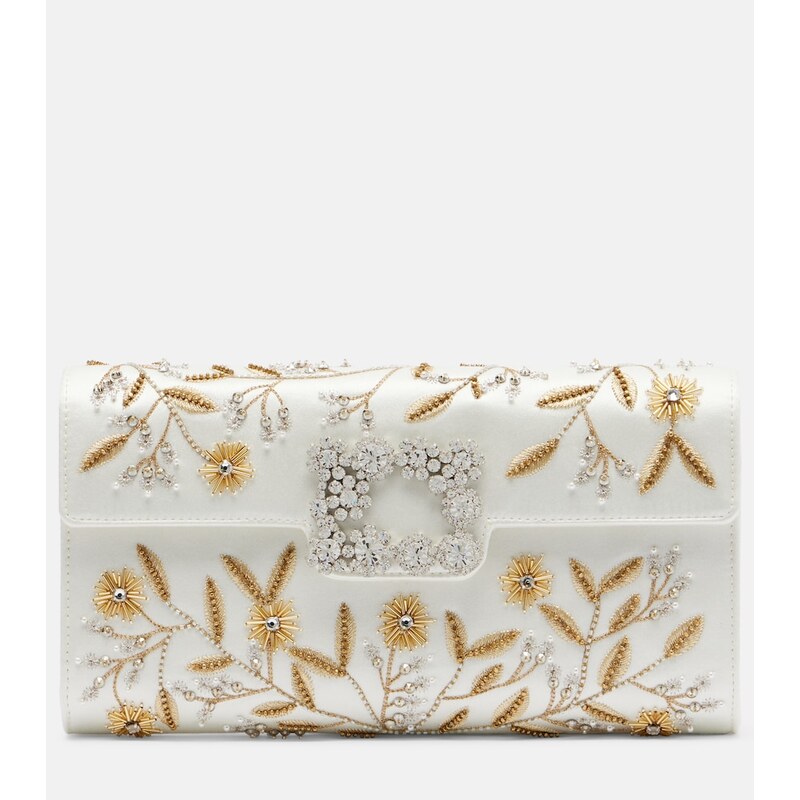 Roger Vivier Efflorescence embellished satin clutch