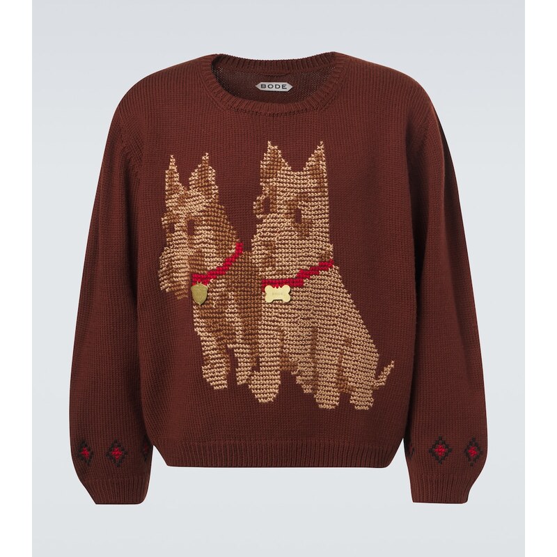 Bode Scottie embroidered wool sweater