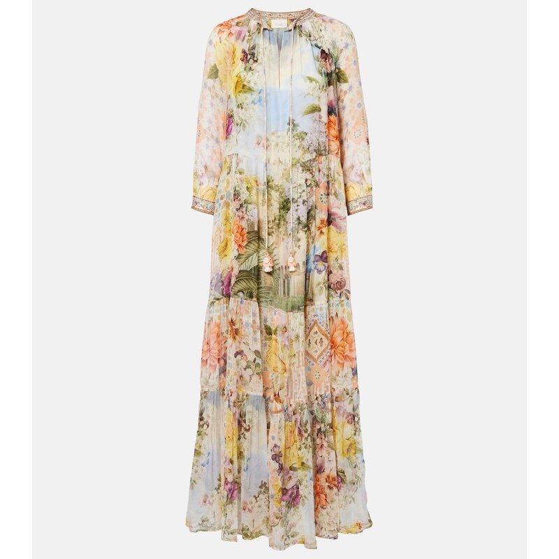 Camilla Embellished printed silk maxi dress
