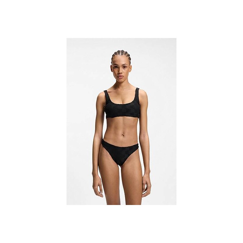 HUGO Stretch-terry bikini top with stacked logos 114221548