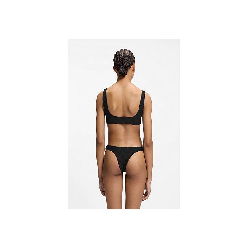 HUGO Brazilian bikini bottoms in stretch terry with stacked logos 113942144