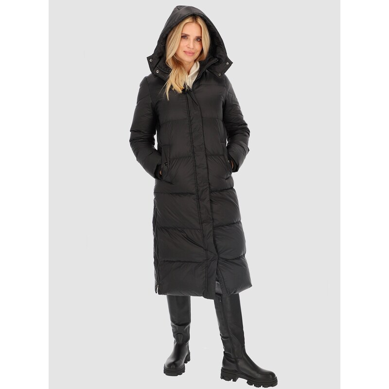 PERSO Womans Womens long real down jacket with side splits