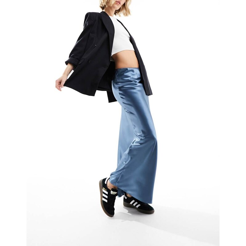 Miss Selfridge liquid satin bias maxi skirt in midnight blue 114746442